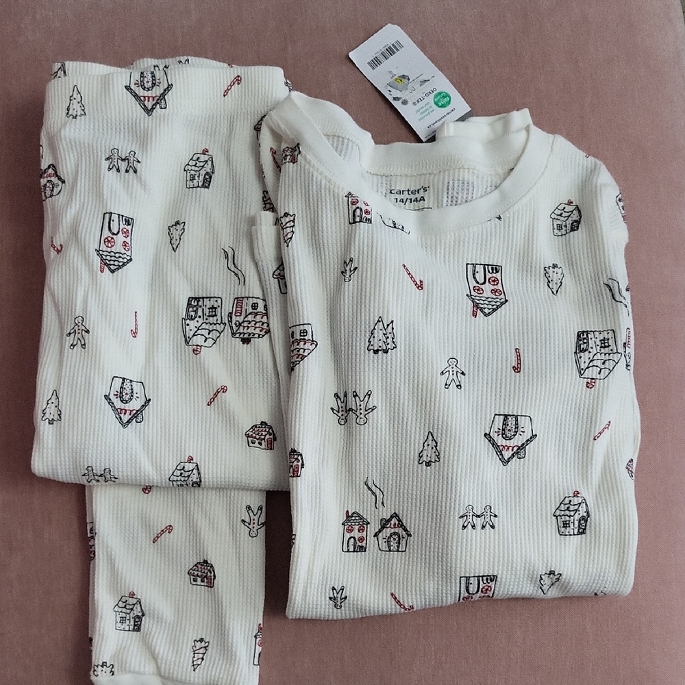 Carter's Kids Pajama Set - Cream with Fun Prints